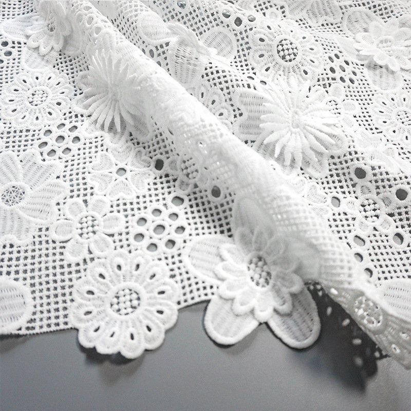 3D European American lace embroidered fabric laser embroidered fabric flower embroidery fabric