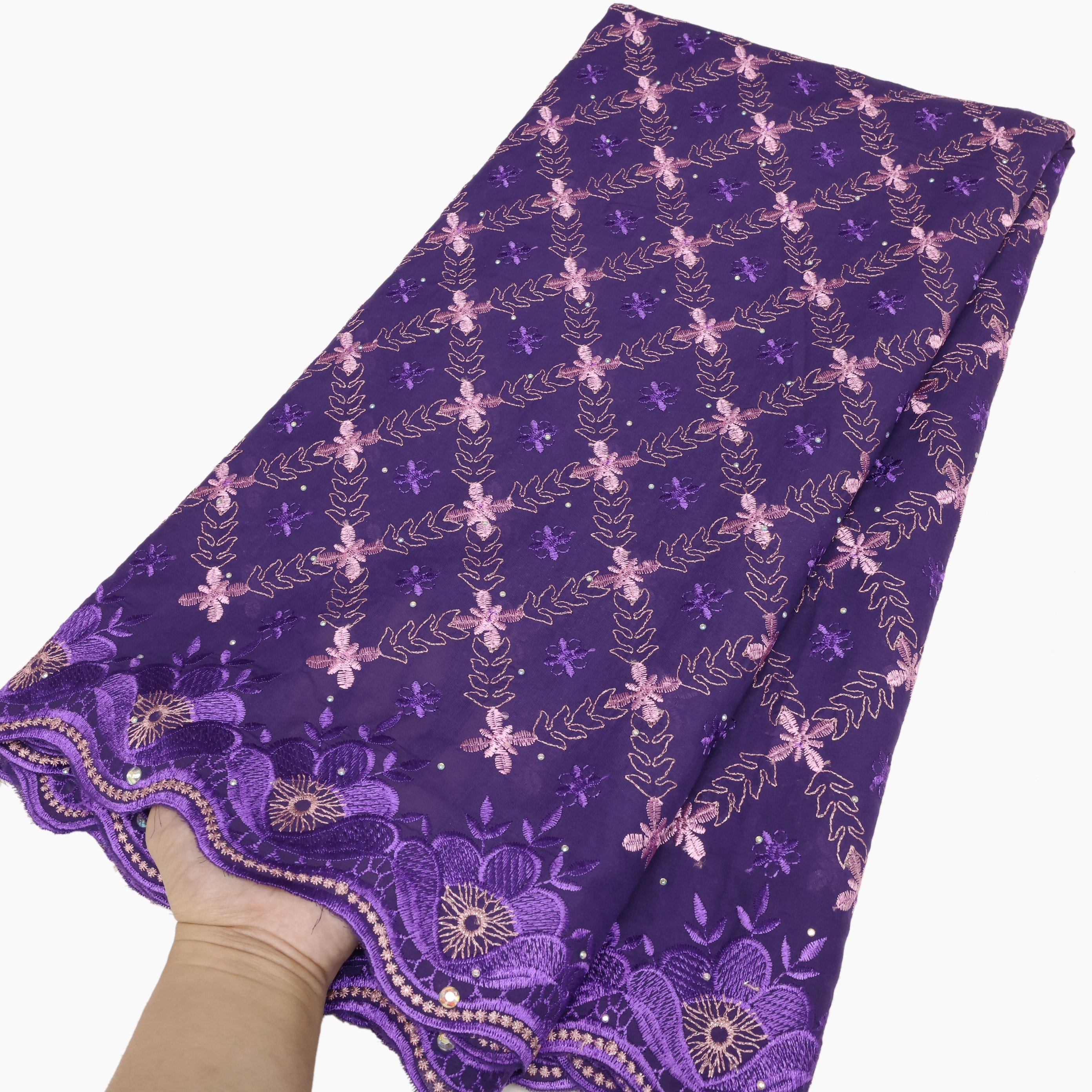 NI.AI Luxury Swiss Lace Fabrics Voile Fabric African Embroidery Cotton Fabrics for Party Dress
