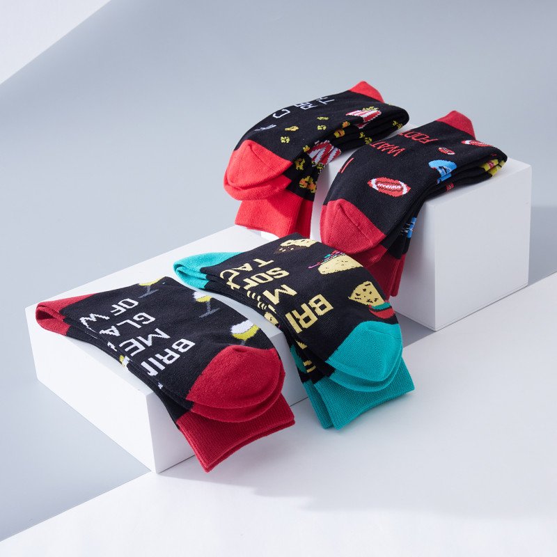 Wholesale Fashion Unique Ripped Distressed Patchwork novelty Women Street cotton Ribbed crew socks