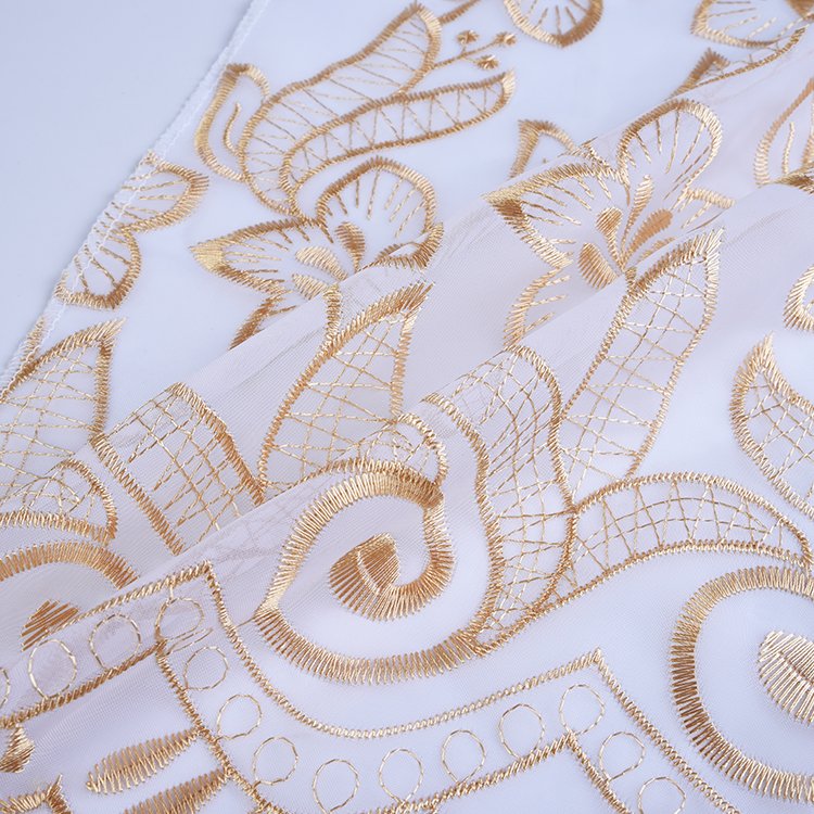 New design luxury flower embroidery tulle fabric for sheer curtain