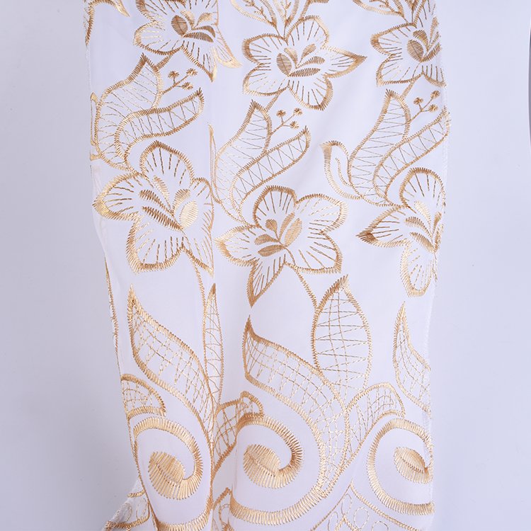 New design luxury flower embroidery tulle fabric for sheer curtain