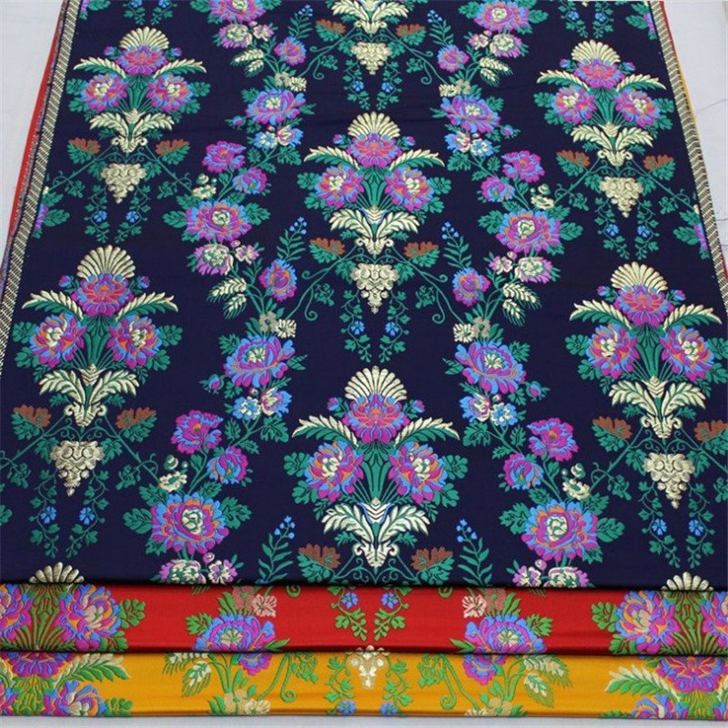 Newest Vintage Brocade Jacquard Fabric with Flower Pattern Wholesale Price for Traditional Cheongsam Cloth