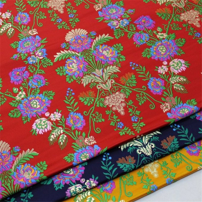 Newest Vintage Brocade Jacquard Fabric with Flower Pattern Wholesale Price for Traditional Cheongsam Cloth