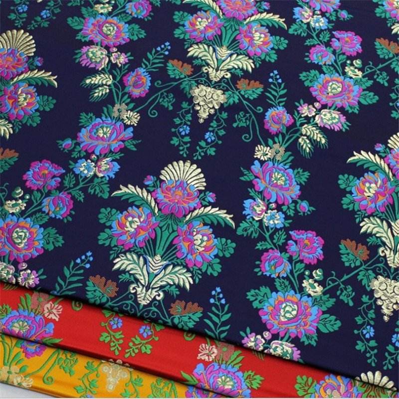 Newest Vintage Brocade Jacquard Fabric with Flower Pattern Wholesale Price for Traditional Cheongsam Cloth
