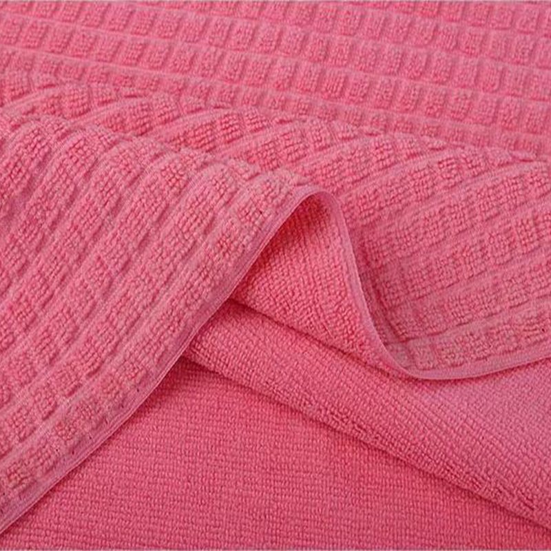Soft Absorbent Skin Friendly Hotel Home Polyester Towel Fabric Small Check Terry Cloth