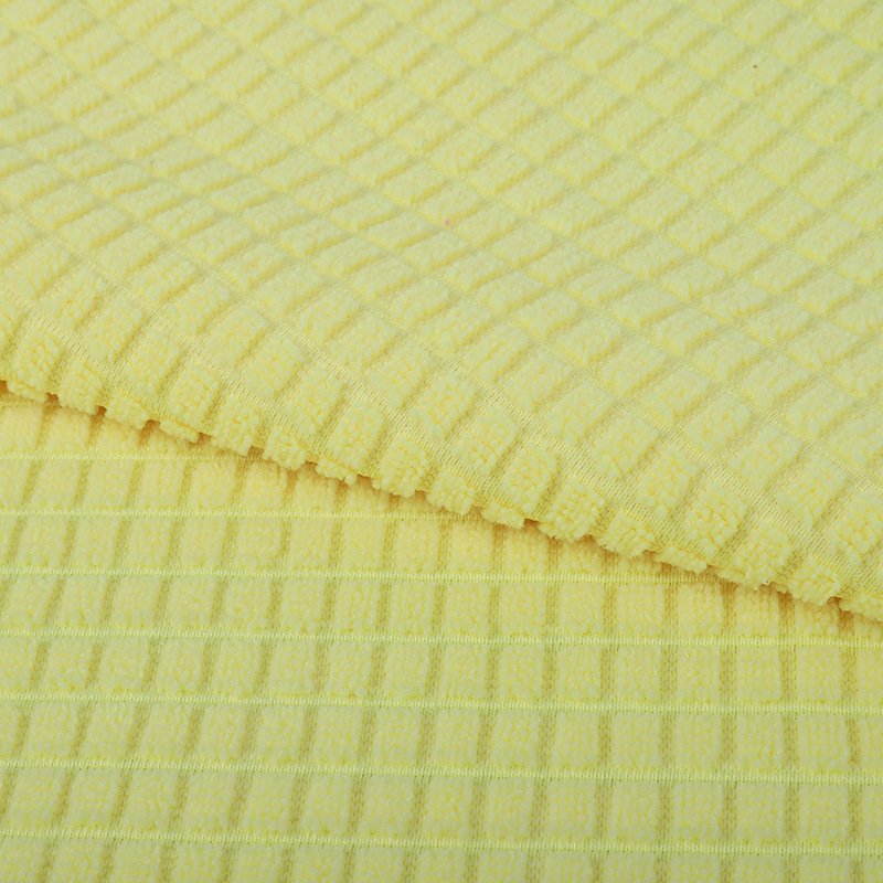 Soft Absorbent Skin Friendly Hotel Home Polyester Towel Fabric Small Check Terry Cloth
