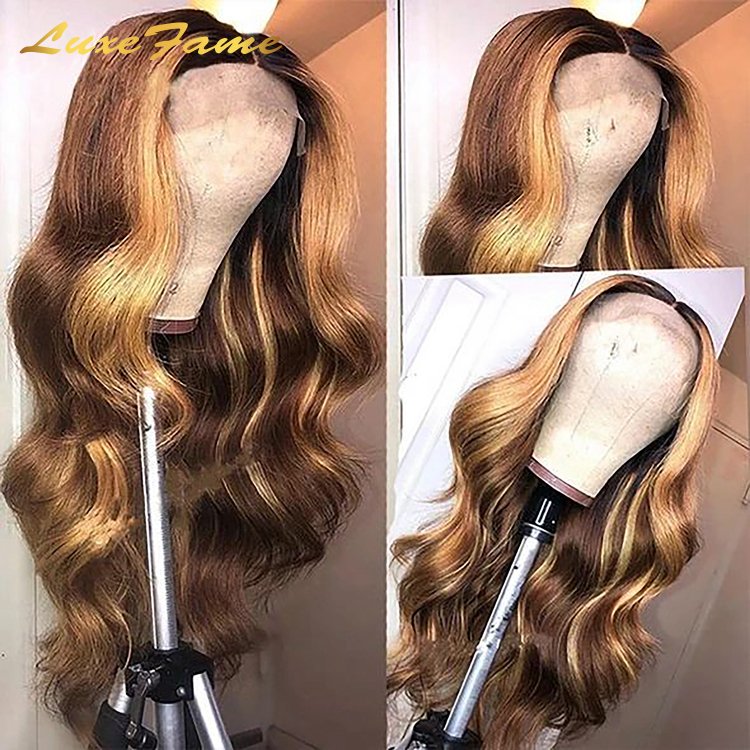 Raw Colored Human Hair Lace Wig,100% Human Hair 40 Inch Wig Human Hair Lace Front,P4/27 Colored Glueless Full Hd Lace Wig