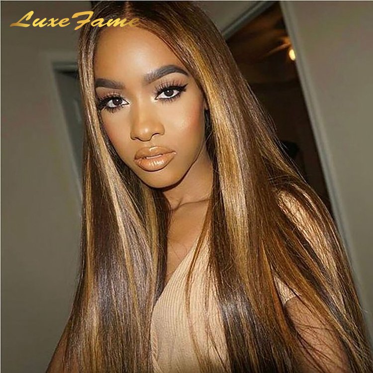 Raw Colored Human Hair Lace Wig,100% Human Hair 40 Inch Wig Human Hair Lace Front,P4/27 Colored Glueless Full Hd Lace Wig