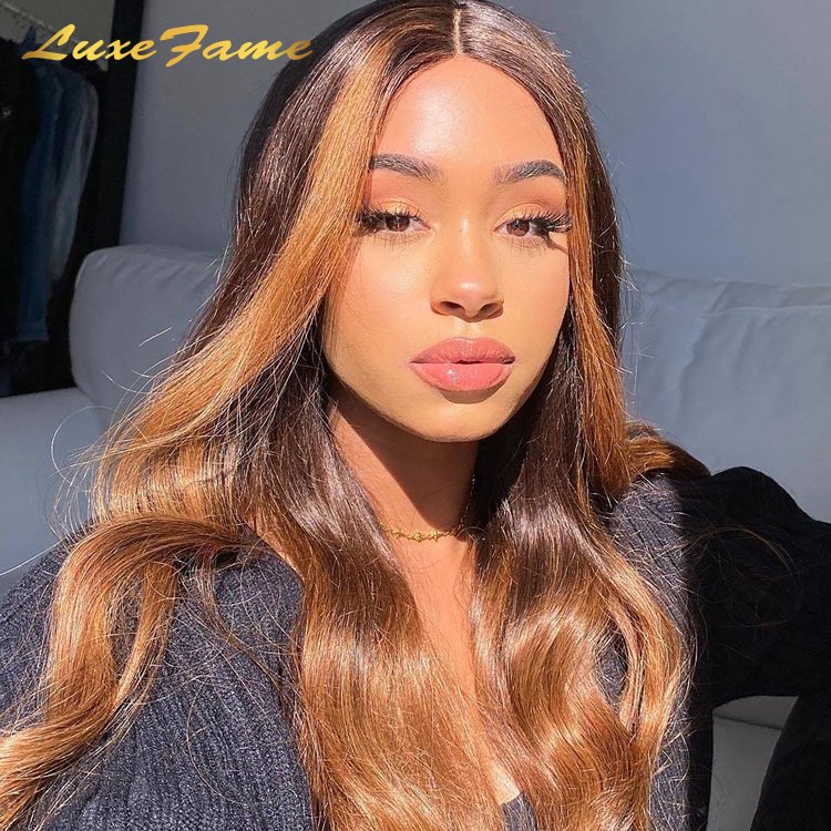 Raw Colored Human Hair Lace Wig,100% Human Hair 40 Inch Wig Human Hair Lace Front,P4/27 Colored Glueless Full Hd Lace Wig