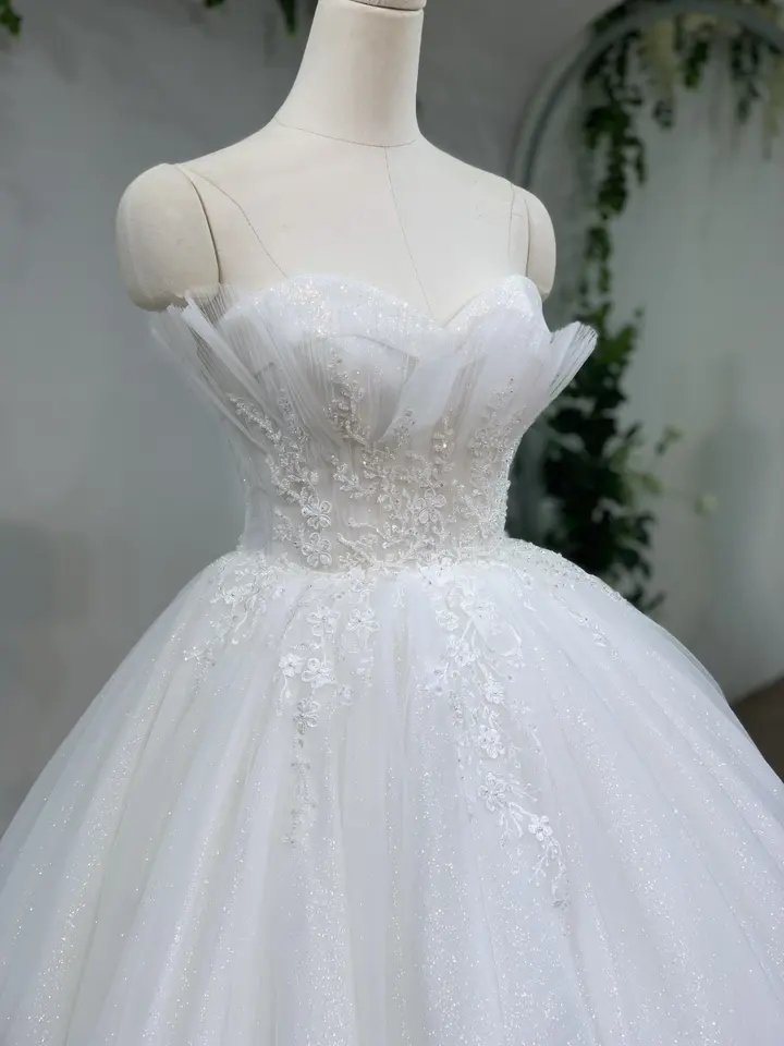 New fashion Simple Bridal Wedding Dress Long Trailing slim fit Wedding Gowns off-shouder flowers lace beads TNBP39