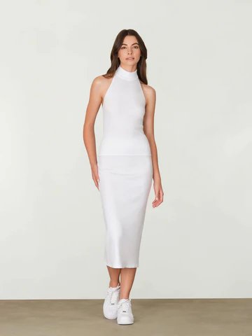 rib round neck bodycon dress