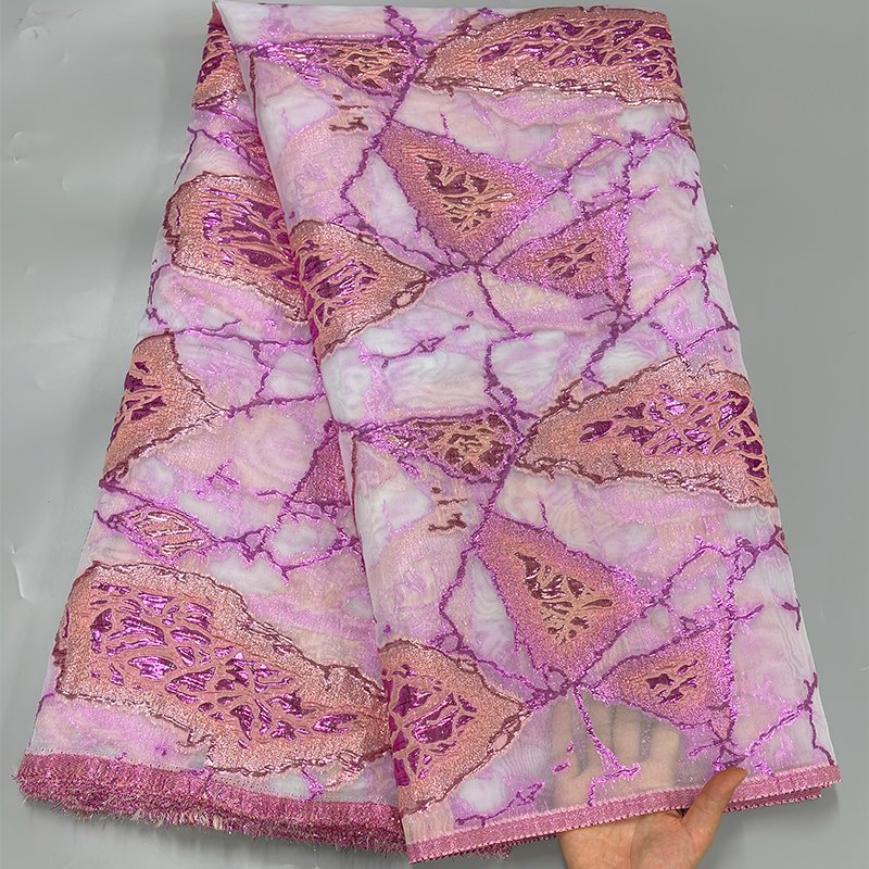 Elegant Design Jacquard Brocade Damask Lace Fabric Organza Lace Embroidery Fabric For Bridal Wedding Dress