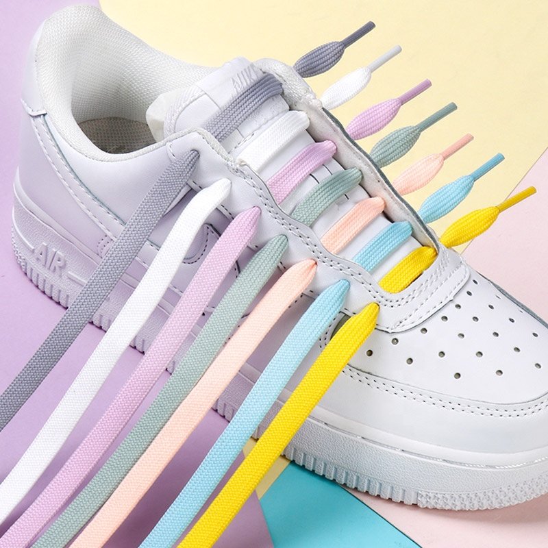 Ama-zon CAIZU Colorful Unisex Strings Polyester Hoodies Fashion Double Layer Flat Shoelaces Canvas Sneaker Hollow Shoe Laces