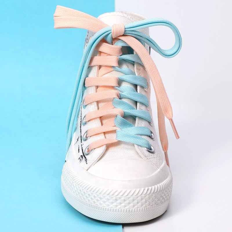 Ama-zon CAIZU Colorful Unisex Strings Polyester Hoodies Fashion Double Layer Flat Shoelaces Canvas Sneaker Hollow Shoe Laces