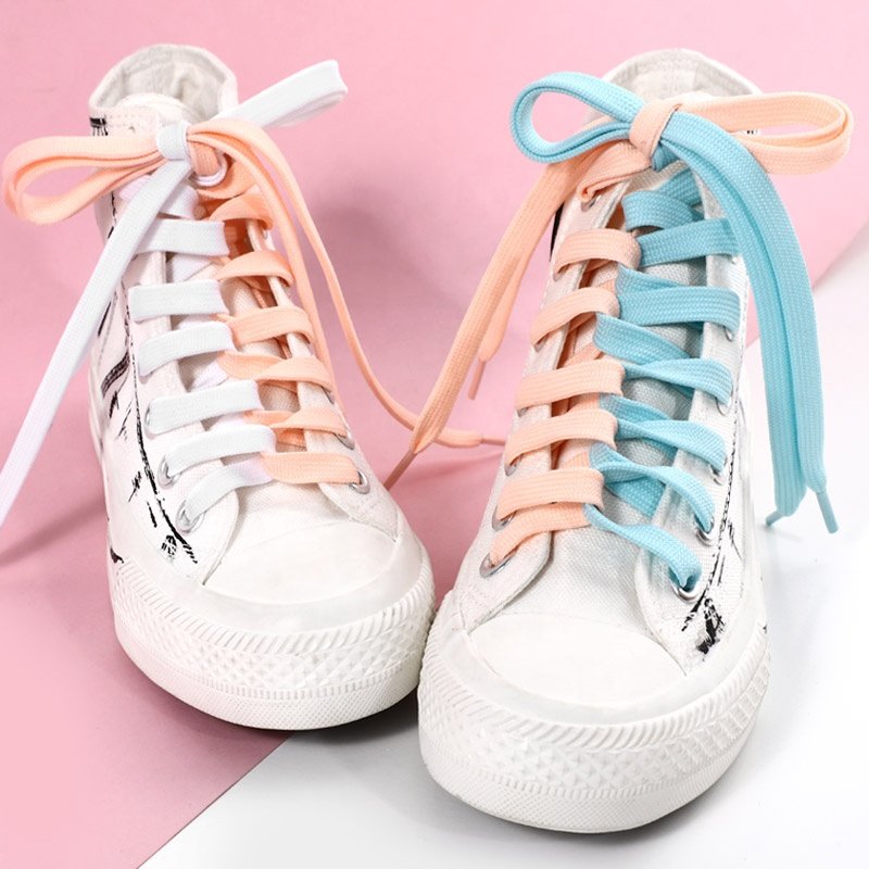 Ama-zon CAIZU Colorful Unisex Strings Polyester Hoodies Fashion Double Layer Flat Shoelaces Canvas Sneaker Hollow Shoe Laces