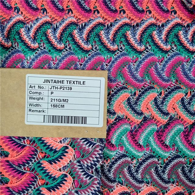100%Polyester,Wavy yarn dyed lace fabric,Can be made clothing fabric,breathable,Multi-color custom fabric,wholesale