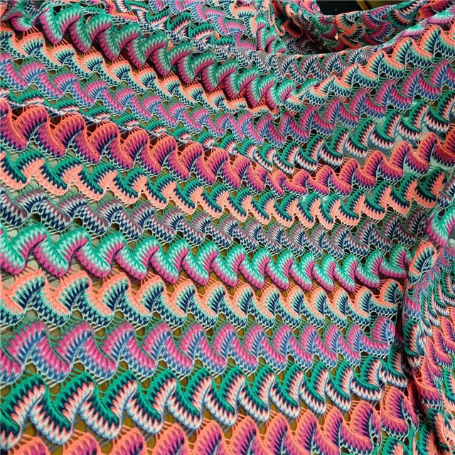 100%Polyester,Wavy yarn dyed lace fabric,Can be made clothing fabric,breathable,Multi-color custom fabric,wholesale