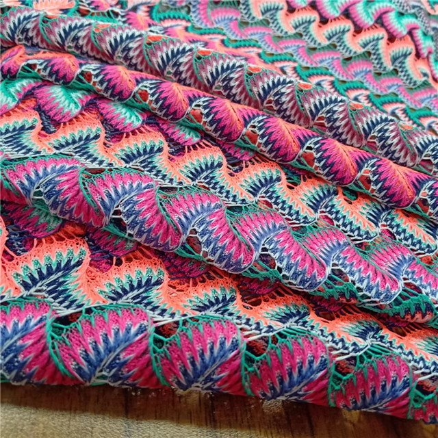 100%Polyester,Wavy yarn dyed lace fabric,Can be made clothing fabric,breathable,Multi-color custom fabric,wholesale