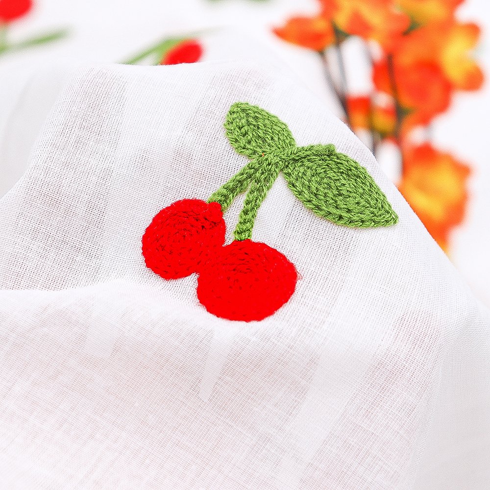 2024 Summer Bestselling cotton embroidery fabrics cherry embroidered fabrics for children's garment
