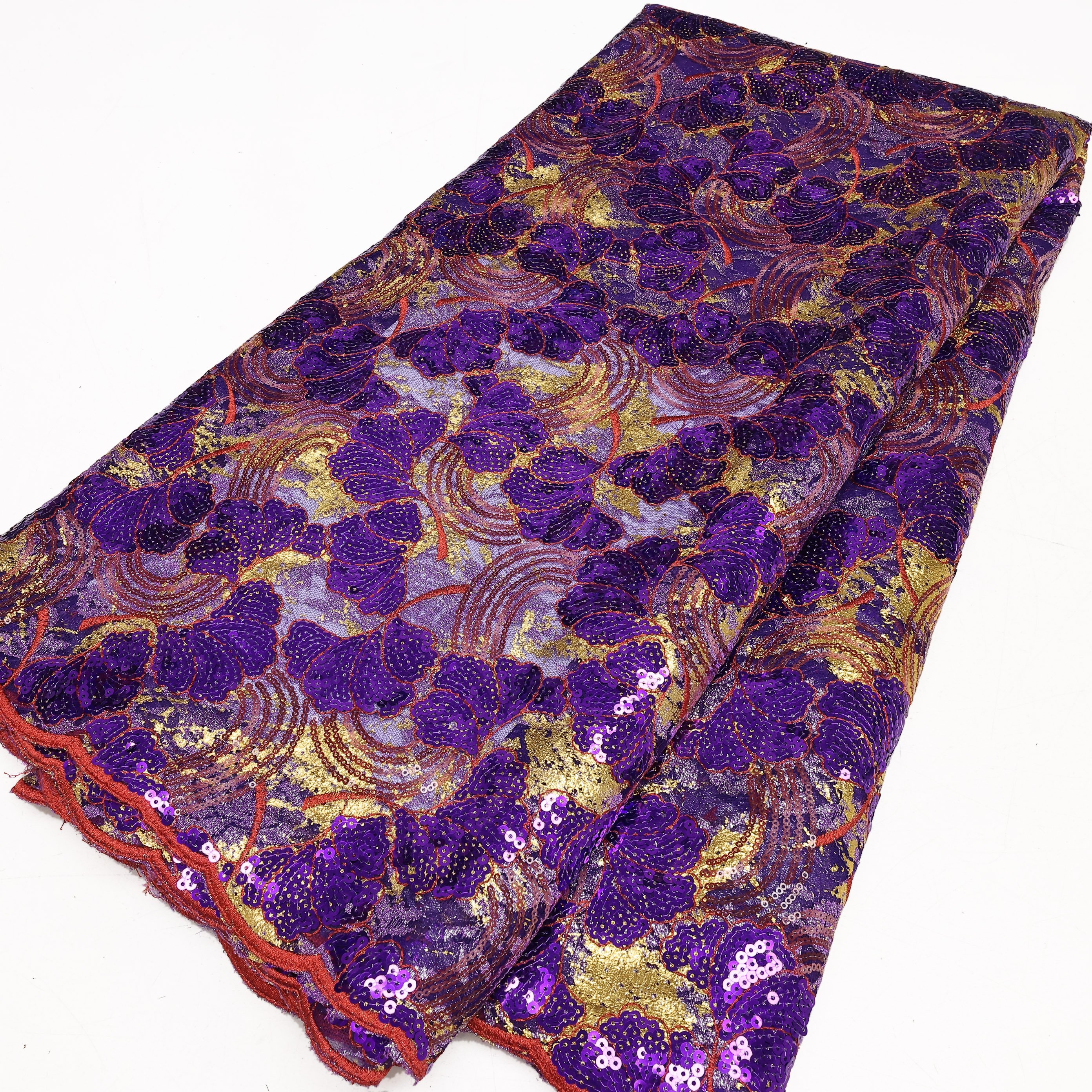 NI.AI Luxury Sequin Mesh Fabric Embroidery Sequins Lace Colorful Sequin Lace Wedding Lace Fabric