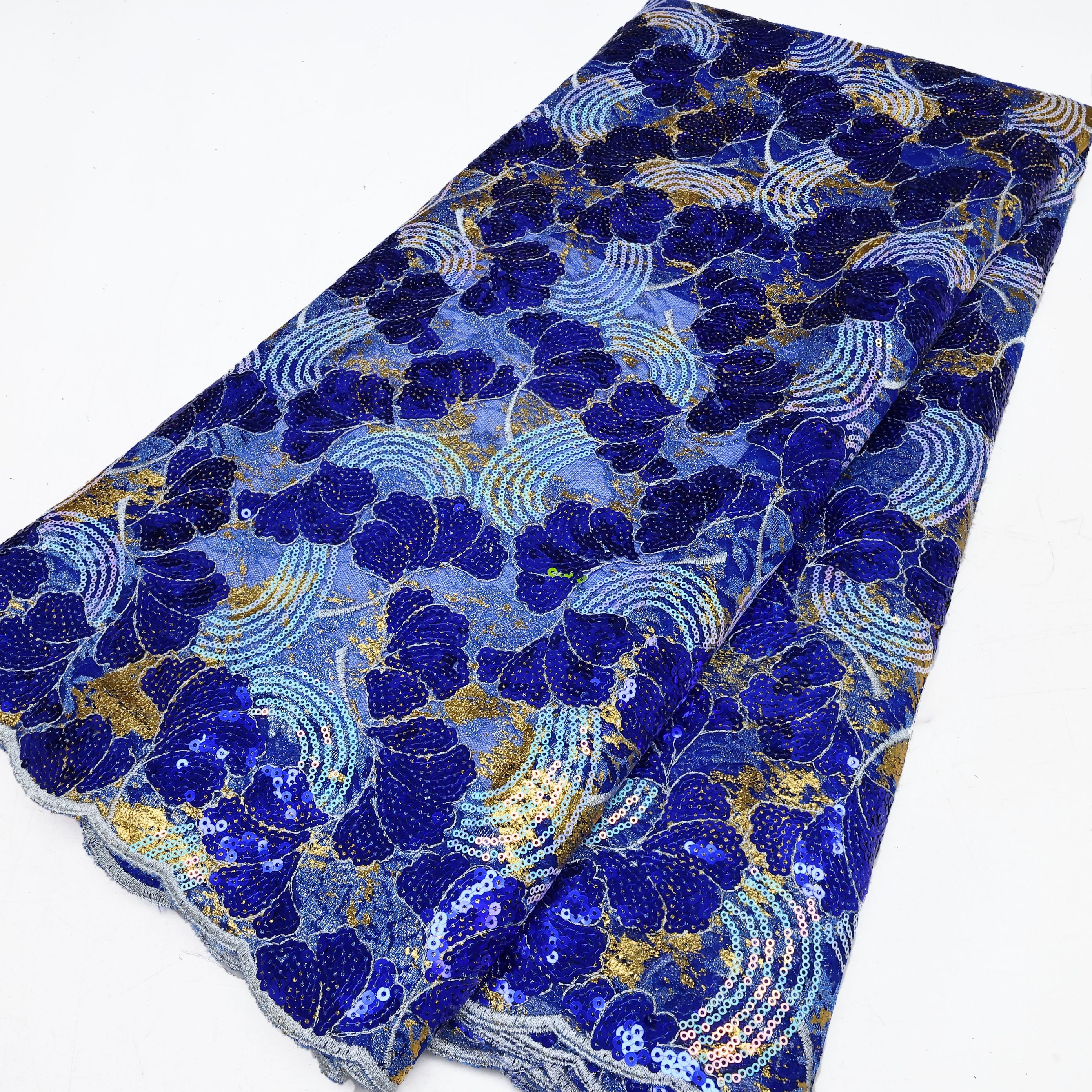 NI.AI Luxury Sequin Mesh Fabric Embroidery Sequins Lace Colorful Sequin Lace Wedding Lace Fabric