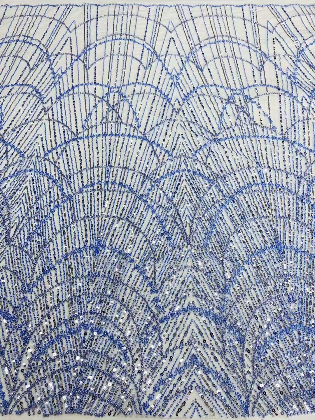 Cheap Made In China Beautiful Geometric Arch Bead Embroidery Fabric Visual Stereopsis