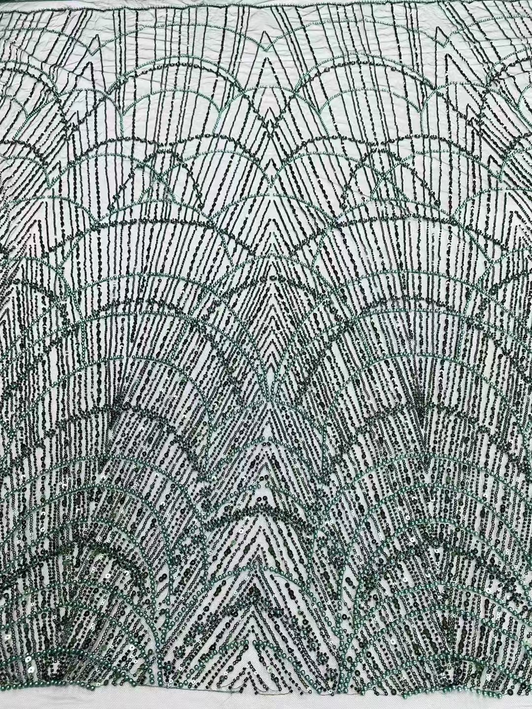 Cheap Made In China Beautiful Geometric Arch Bead Embroidery Fabric Visual Stereopsis