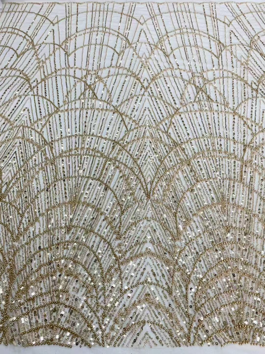 Cheap Made In China Beautiful Geometric Arch Bead Embroidery Fabric Visual Stereopsis