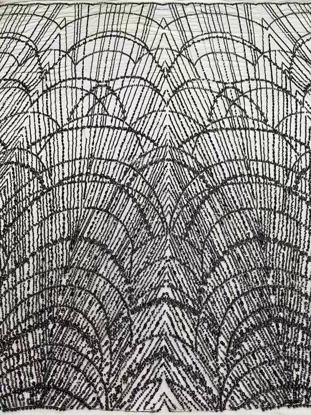 Cheap Made In China Beautiful Geometric Arch Bead Embroidery Fabric Visual Stereopsis