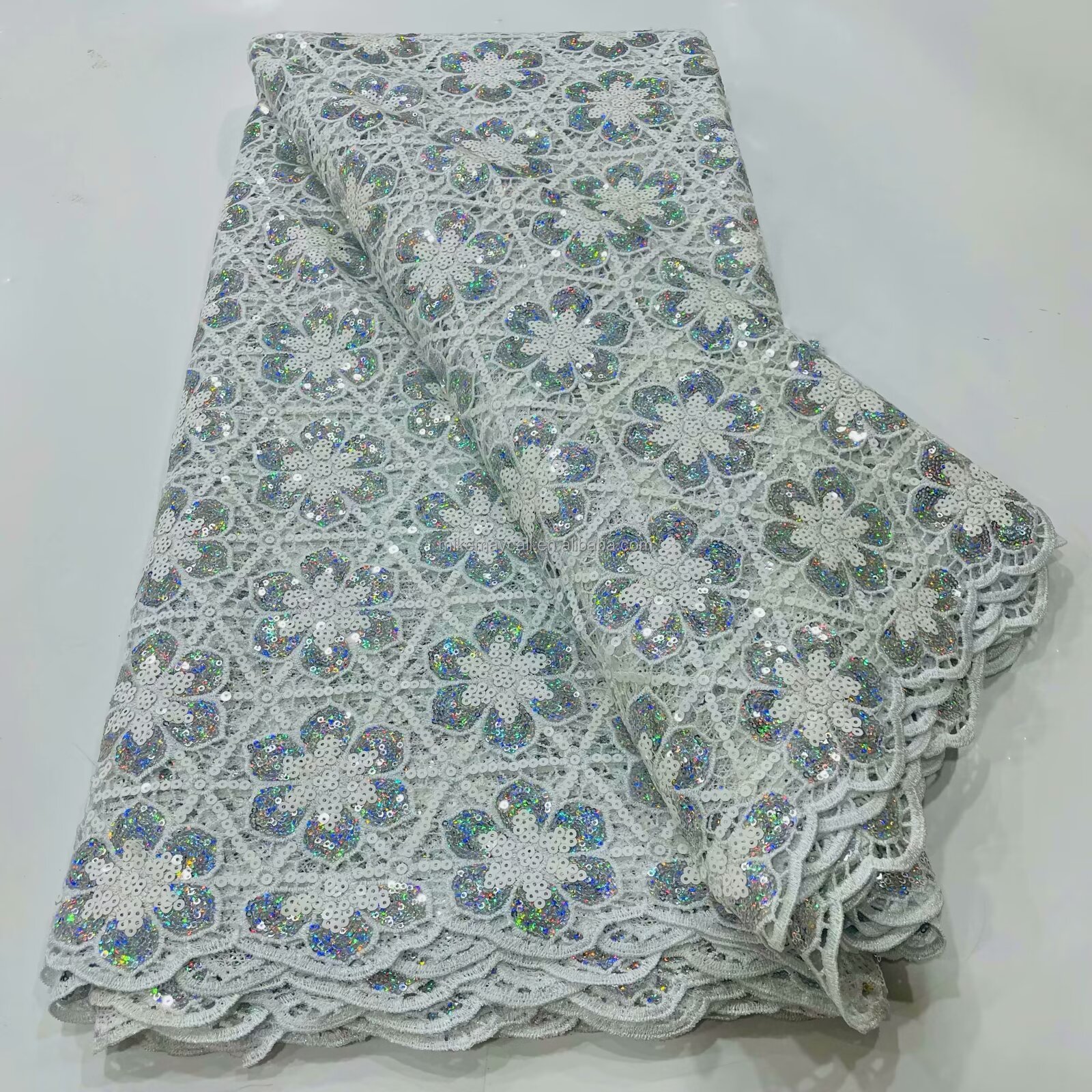 2024 High Quality 5 Yard Water Soluble African Lace Fabric Cord Guipure Lace Fabric Bridal Dresses Asoebi Material