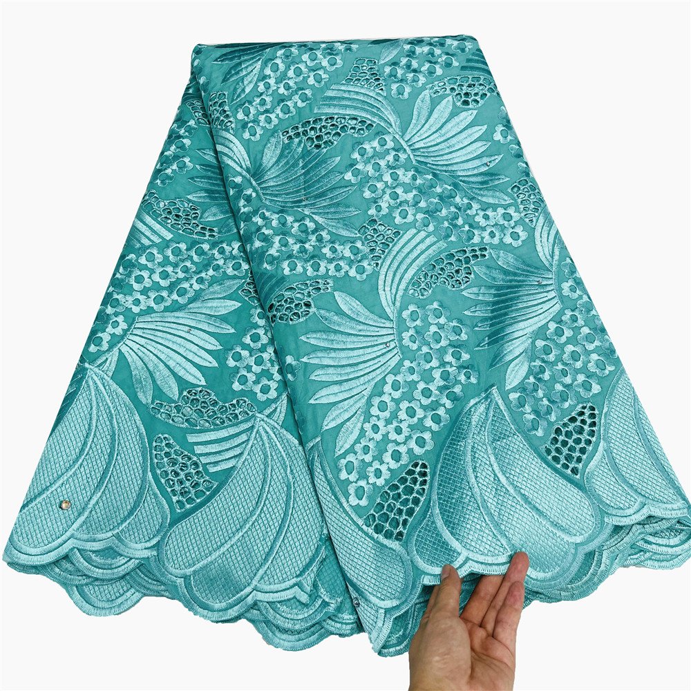 Beautifical african lace fabric 5 yards embroidery dress fabrics for woman clothes 100% cotton fabric ML19R437