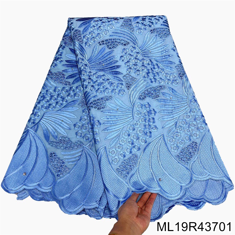 Beautifical african lace fabric 5 yards embroidery dress fabrics for woman clothes 100% cotton fabric ML19R437