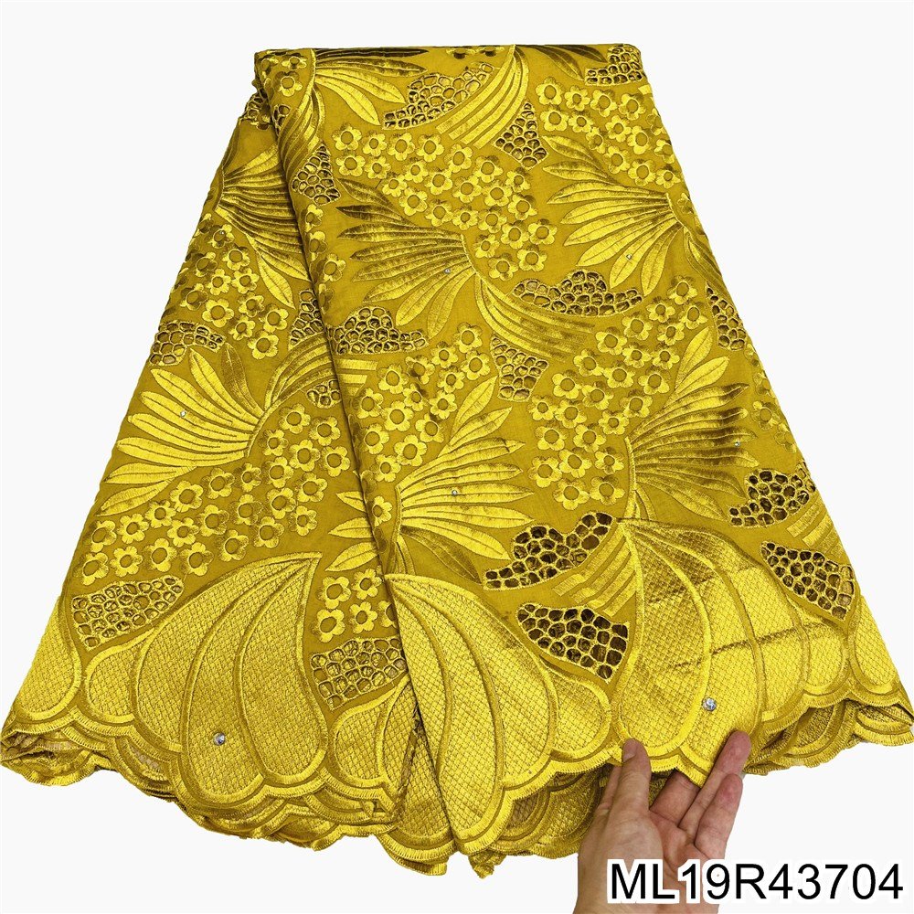 Beautifical african lace fabric 5 yards embroidery dress fabrics for woman clothes 100% cotton fabric ML19R437