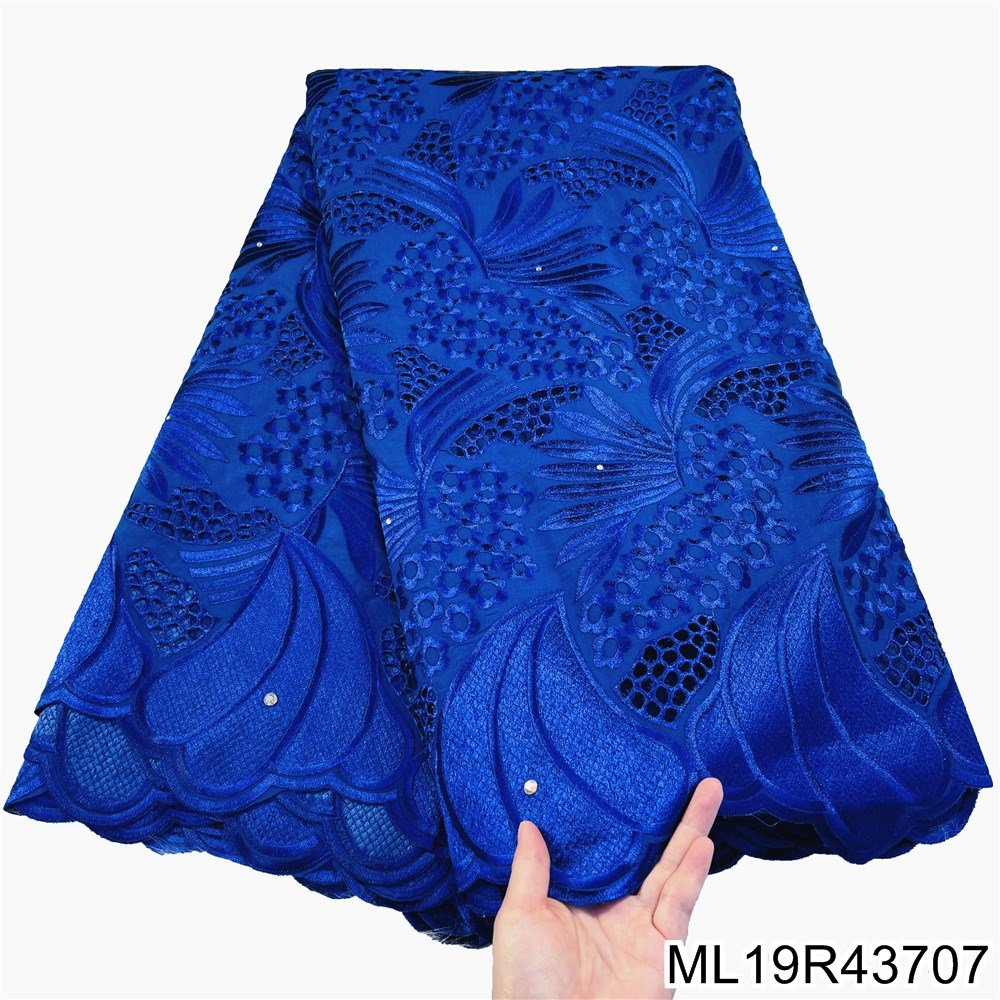 Beautifical african lace fabric 5 yards embroidery dress fabrics for woman clothes 100% cotton fabric ML19R437