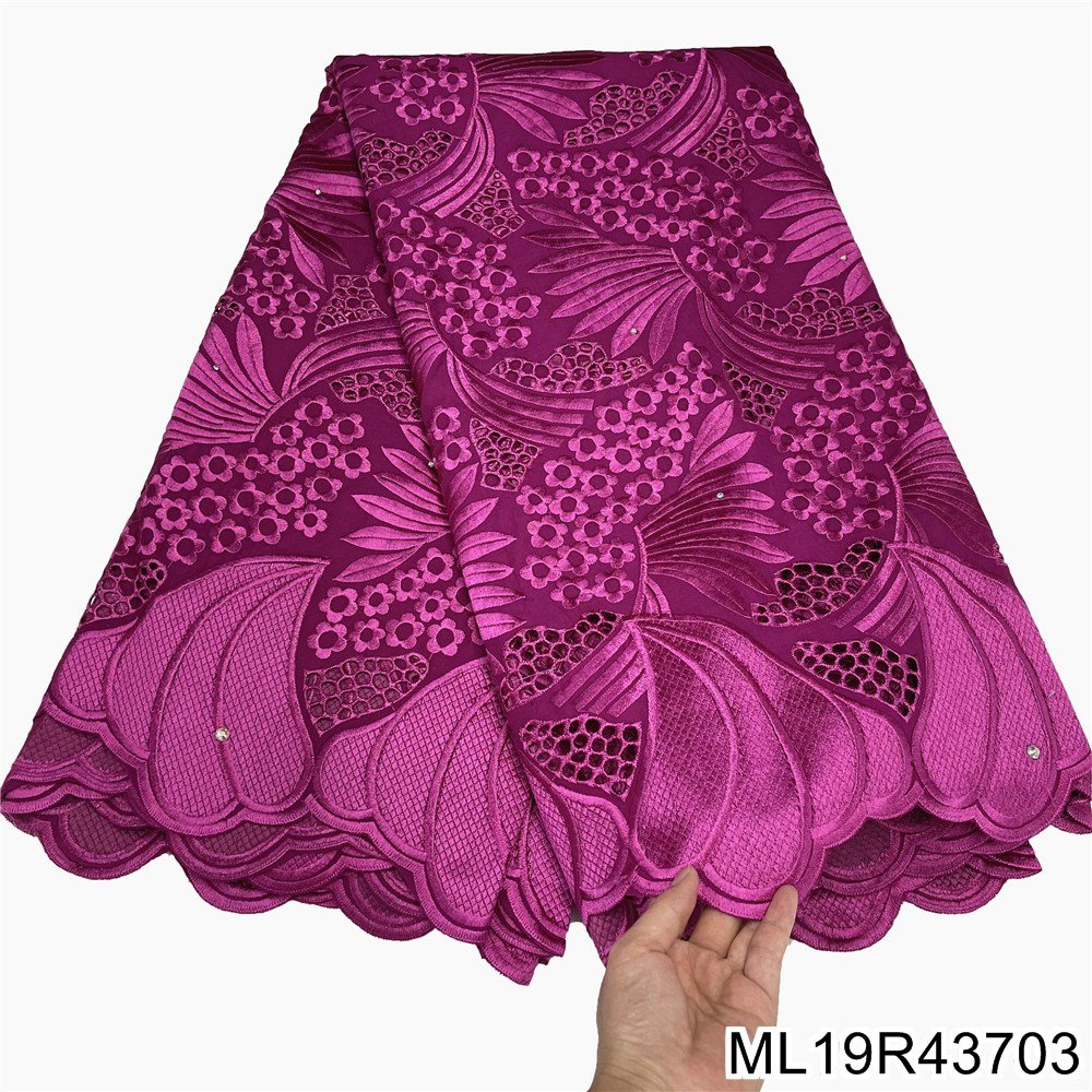 Beautifical african lace fabric 5 yards embroidery dress fabrics for woman clothes 100% cotton fabric ML19R437