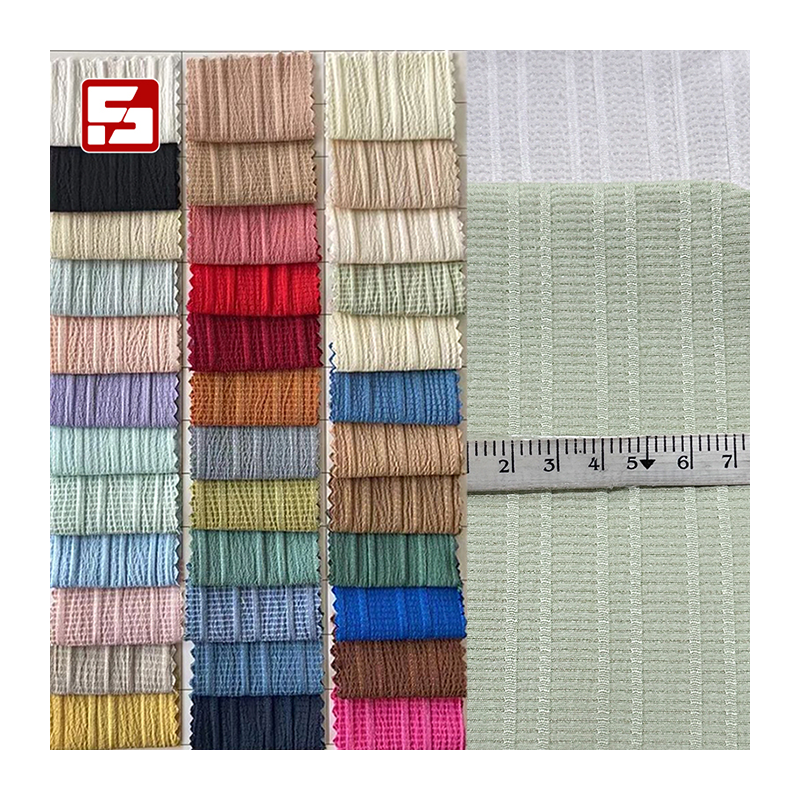 Skin-friendly Summer 56% Polyester 41% Rayon 3% Spandex fabric Tr Stretch Woven Crepe Crinkle fabric Materials For Dress Making