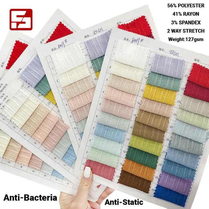 Skin-friendly Summer 56% Polyester 41% Rayon 3% Spandex fabric Tr Stretch Woven Crepe Crinkle fabric Materials For Dress Making