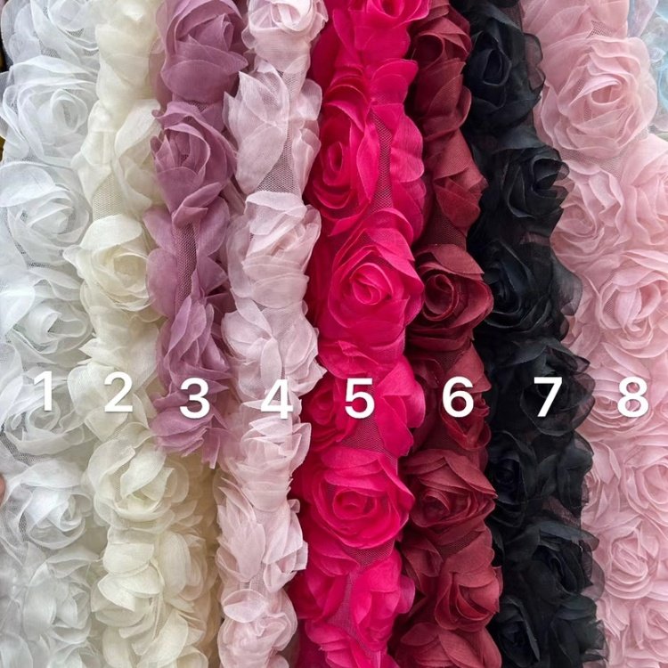 Ready Goods Low Price 3D Flower Lace Fabric Embroidery For Dress Children's Clothing
