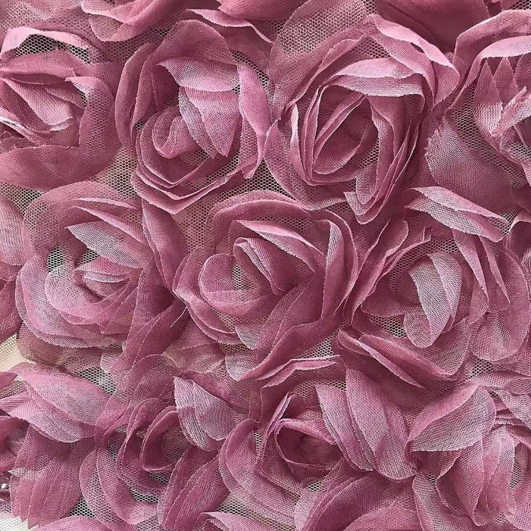 Ready Goods Low Price 3D Flower Lace Fabric Embroidery For Dress Children's Clothing