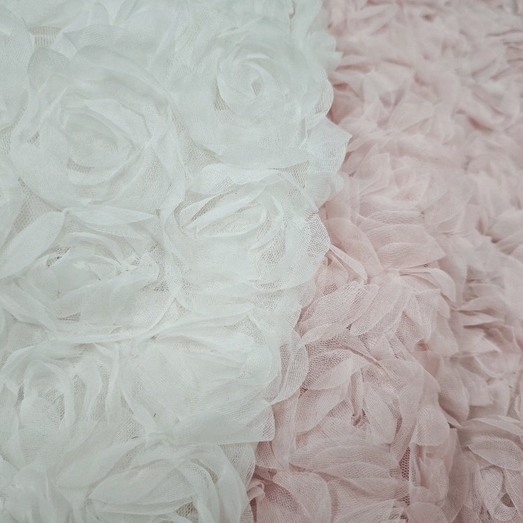 Ready Goods Low Price 3D Flower Lace Fabric Embroidery For Dress Children's Clothing