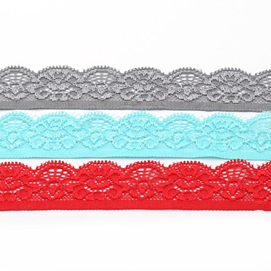 COOMAMUU 2.5cm Black White Elastic Lace Trim Fashion Mesh Embroidery Flower Ribbon for Handmade Curtain Cloth Decorative Lace