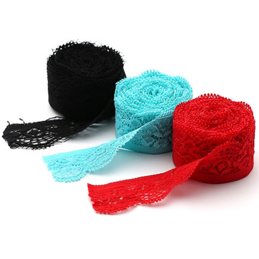 COOMAMUU 2.5cm Black White Elastic Lace Trim Fashion Mesh Embroidery Flower Ribbon for Handmade Curtain Cloth Decorative Lace