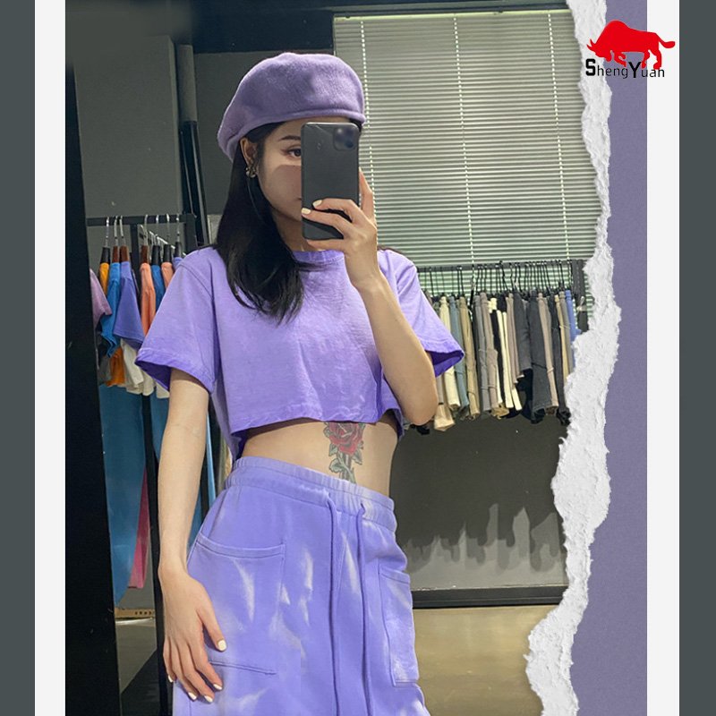 Custom Streetwear Hip Hop Girl Baby Tee Boxy Fit Print Logo Women's Cropped T shirts Raglan Crop Top Contrast Sleeves Tshirt