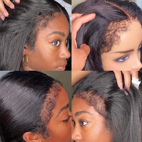 Ghair New 4C Textured Hairline Wigs Curly Baby Hair Natural Edges Skin Melt HD Lace Frontal Wigs Kinky curly Human Hair Wig