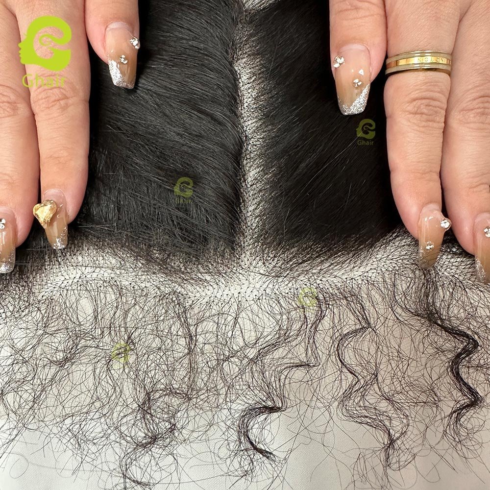 Ghair New 4C Textured Hairline Wigs Curly Baby Hair Natural Edges Skin Melt HD Lace Frontal Wigs Kinky curly Human Hair Wig