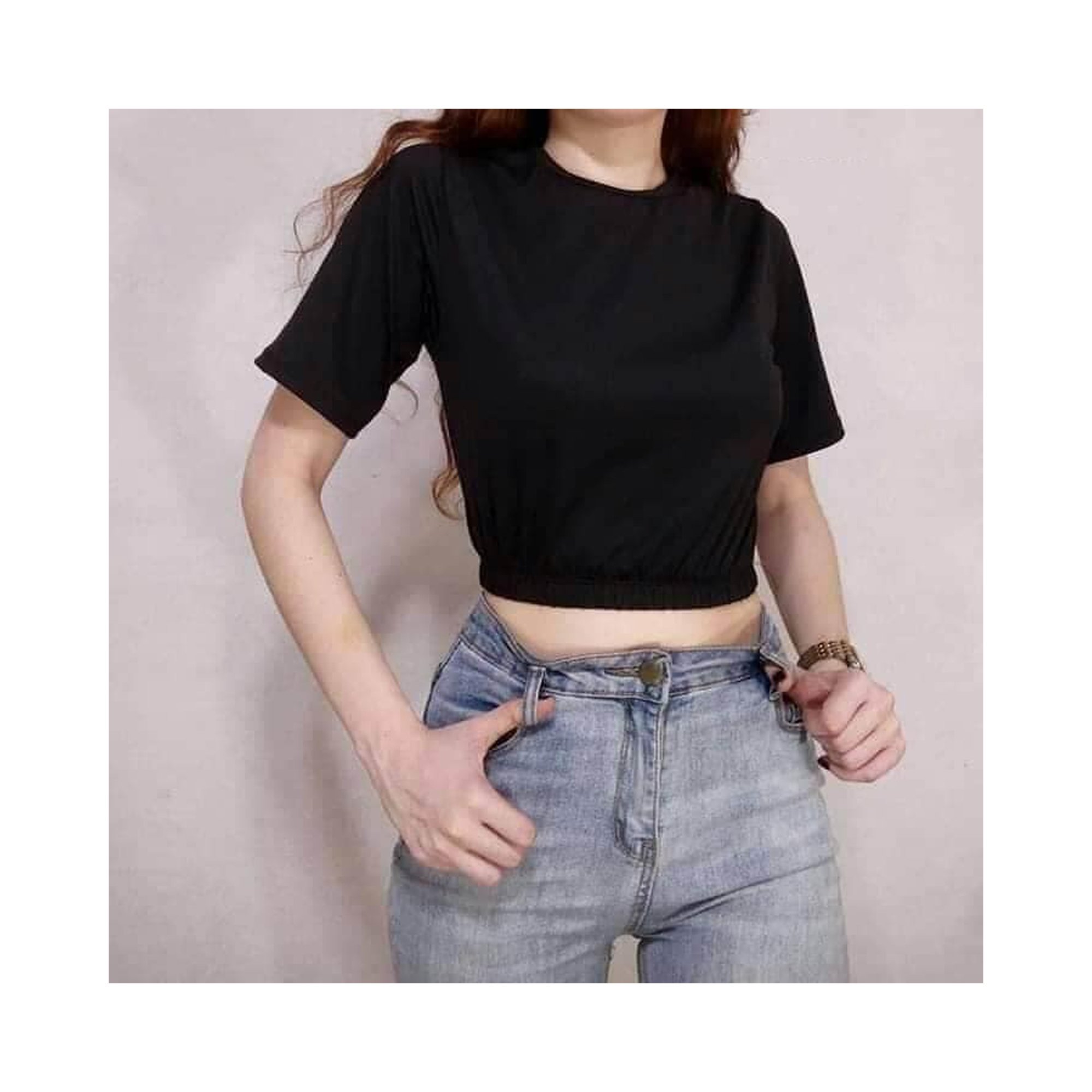 2024 Fashionable High Quality Casual Knitted Pullover Short Sleeve Crew Neck Custom Crop Top T Shirt For Womens From Bangladesh