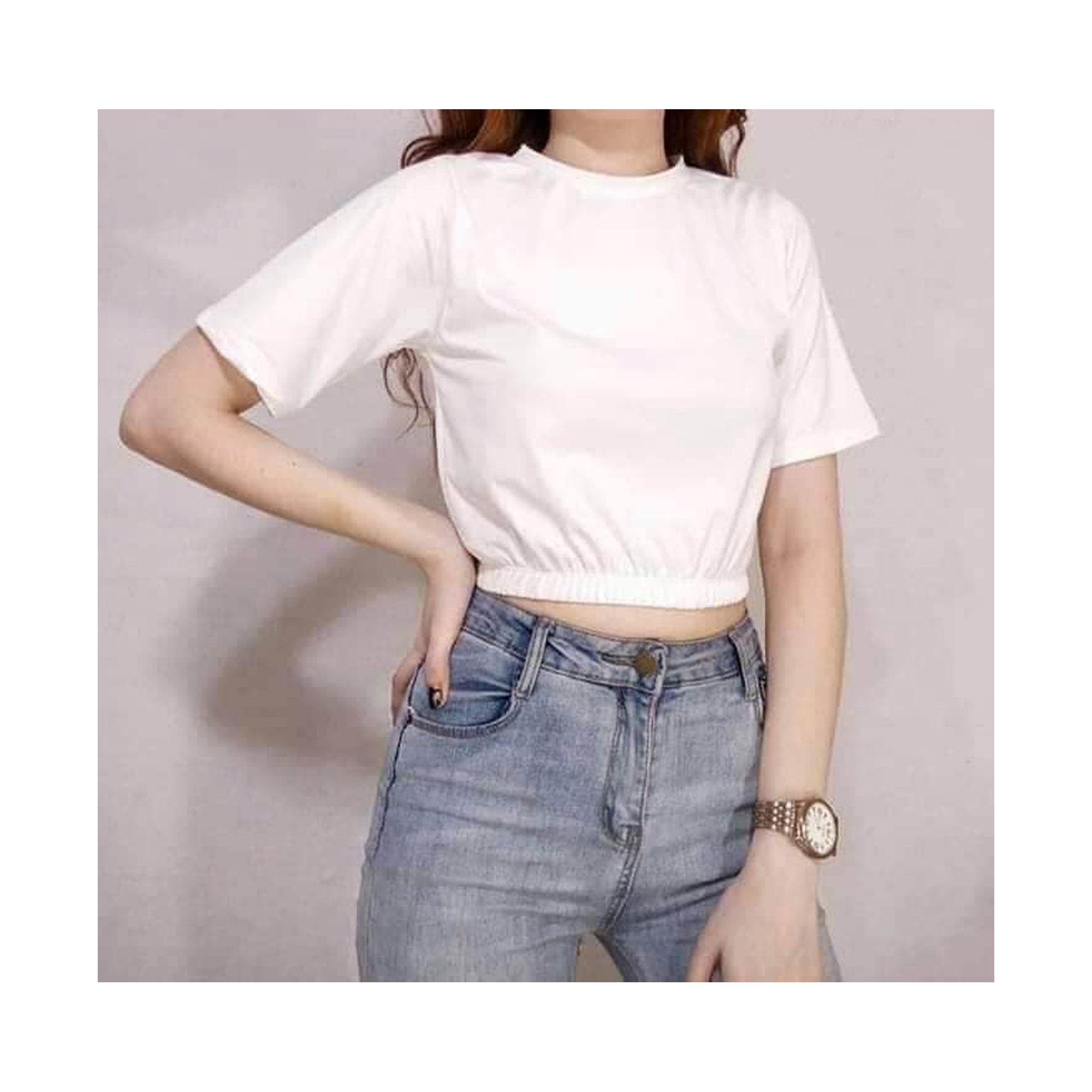 2024 Fashionable High Quality Casual Knitted Pullover Short Sleeve Crew Neck Custom Crop Top T Shirt For Womens From Bangladesh