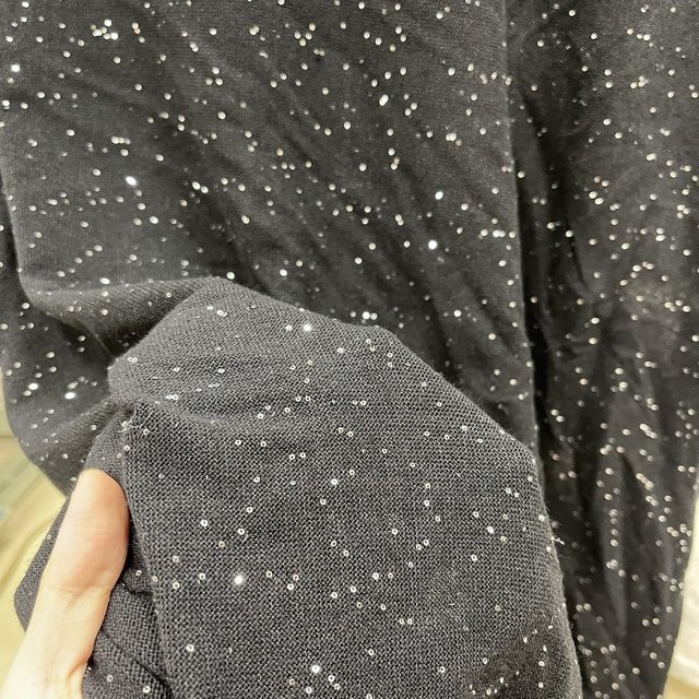 better version 1mm sliver sequin embroider Knitted sweater texture fabric for high fashion clothing