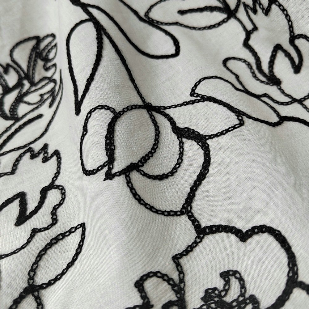 EG-1910030 9088 Cotton Terry Embroidery Chain Stitch Contrast Embroidery Fabric Embroidered Fabric