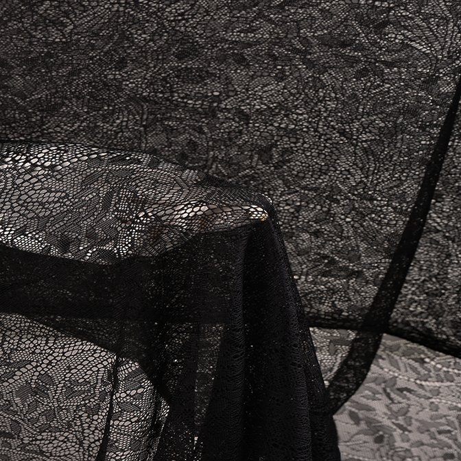 Factory Hot Sales Hot Style Black Elastic Tulle Nylon Mesh Embroidered Lace Fabric For Party